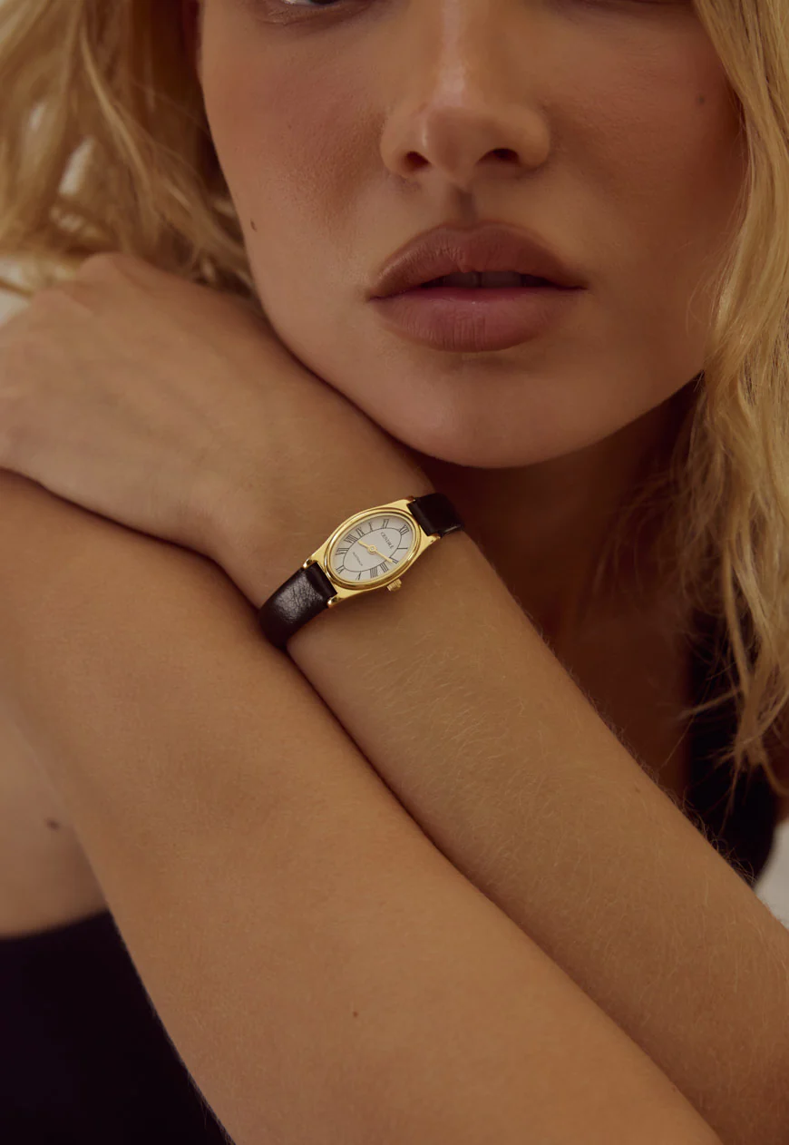 Baby | Black Crinkle Leather Band | Gold - Image 2