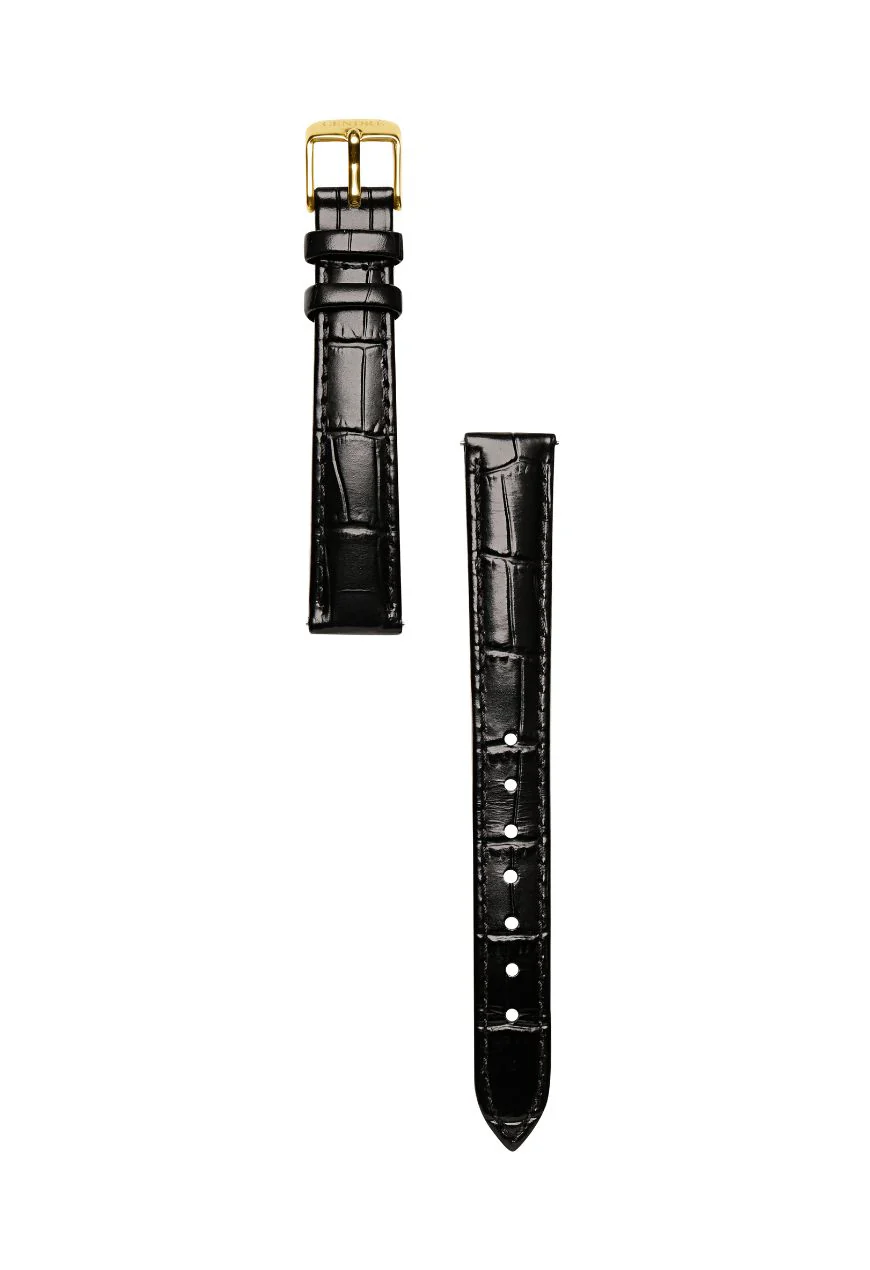 Classic | Black Croc Leather Watch Band | Gold