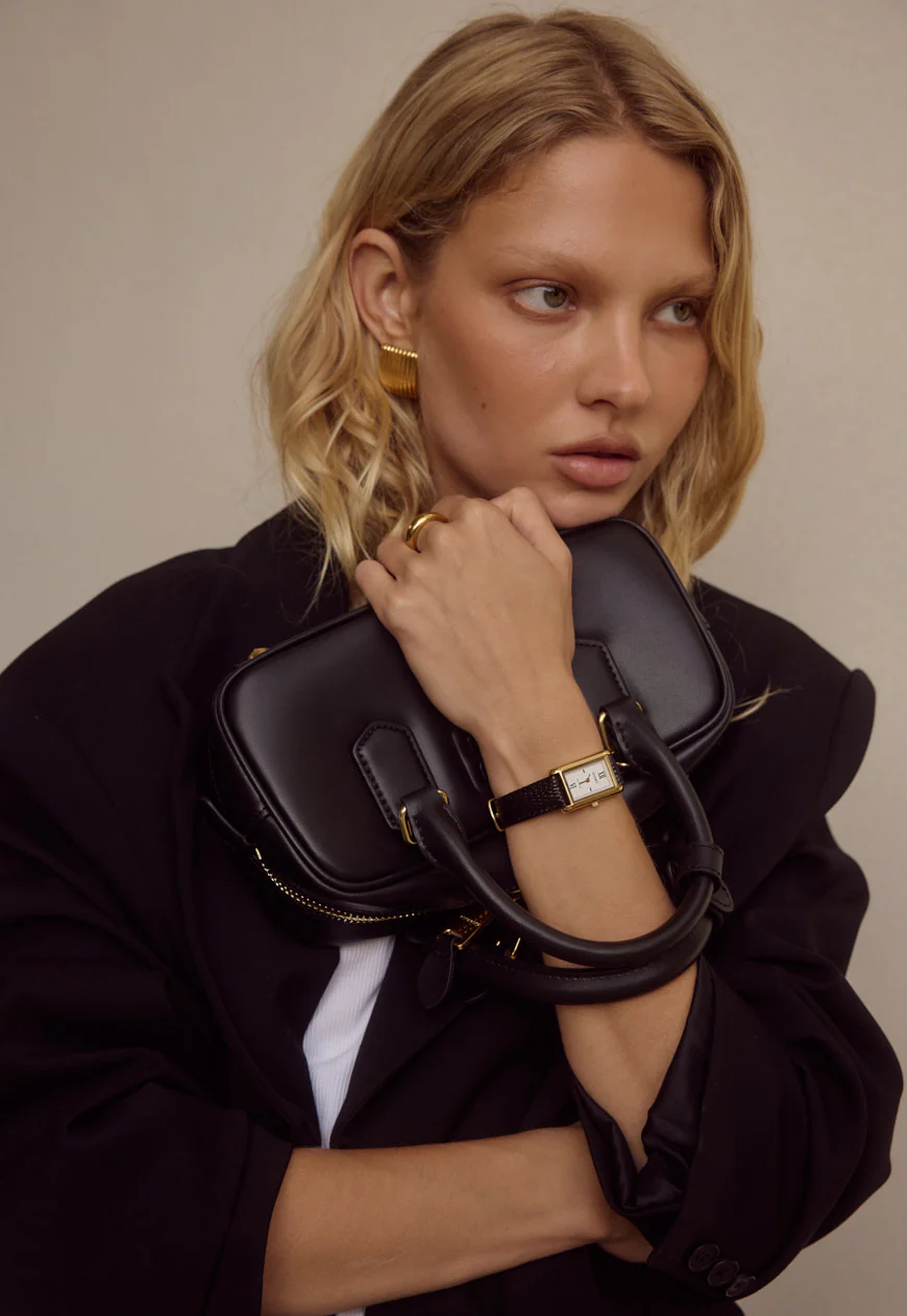 Classic | Black Python Leather Watch Band | Gold - Image 3